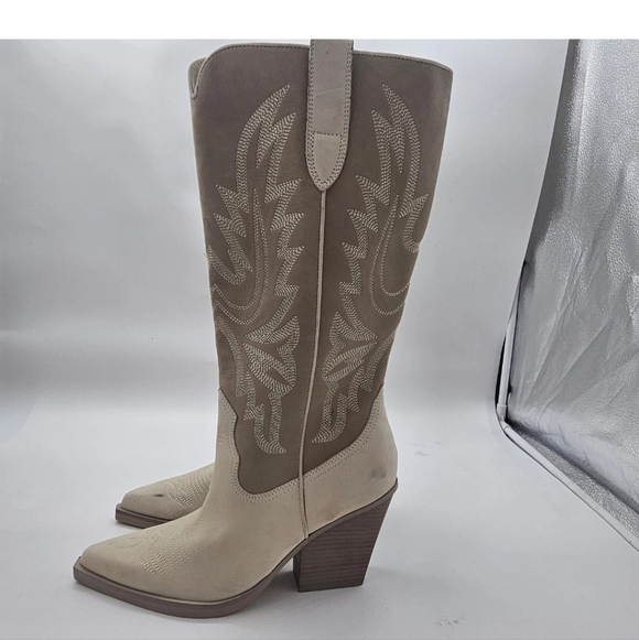 Dolce Vita Women's Blanch Fashion Boot size western cream white tan Cowboy 9.5 - Picture 2 of 11